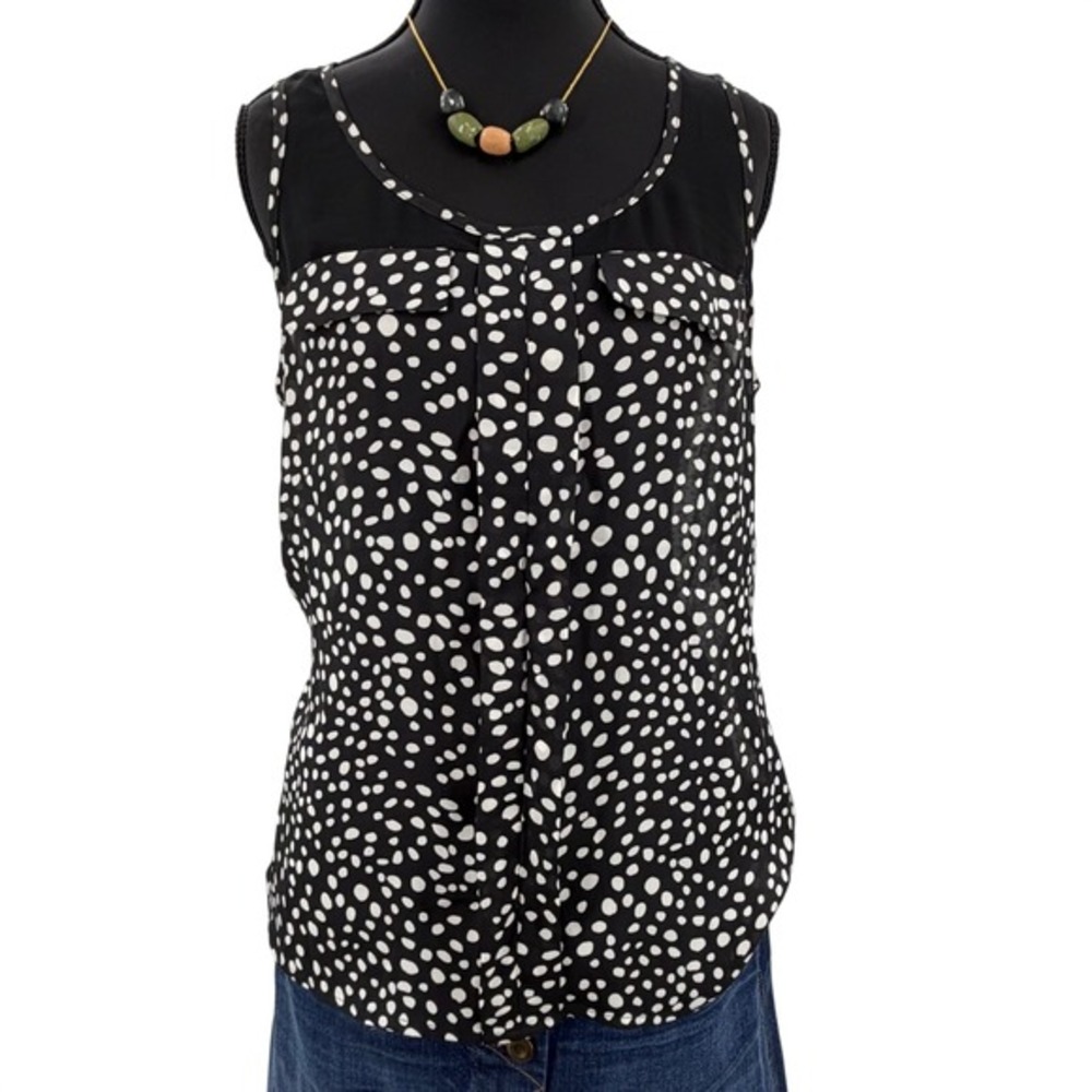 Express Sheer Black White Abstract Print Sleeveless Blouse Women's Small Career - Picture 2 of 10